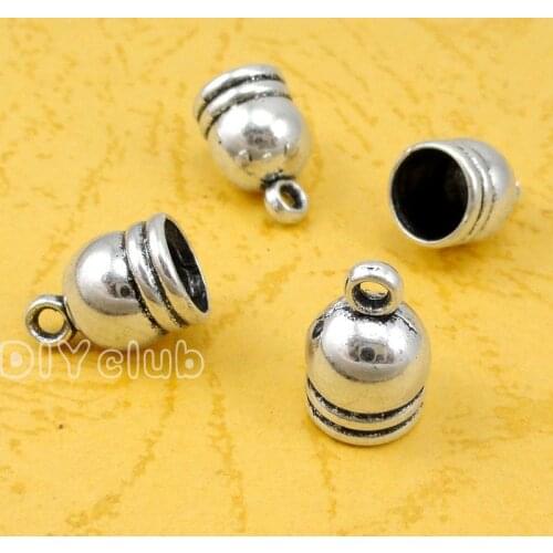 80pcs-Silver End Caps, End Caps Fastener Clasps 14x9mm-7.5mm