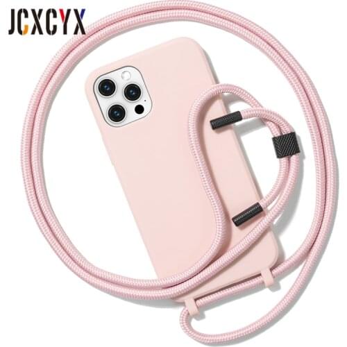 Crossbody Necklace Lanyard Phone Case For iPhone 12 11 Pro Max X XR XS 7 8 Plus SE 20 Liquid silicone Cover For iphone 12 cases