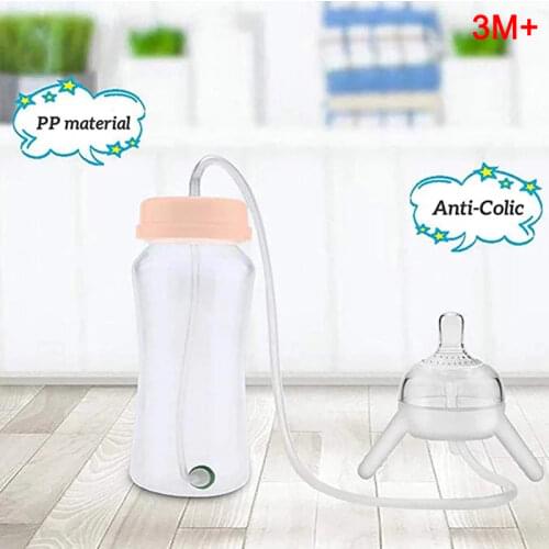 Baby Feeding Bottle Silicone Sippy Cup Drinking Water Hands-free Milk Bottle Drinking Water Straw Feeding Bottles Weaning Infant