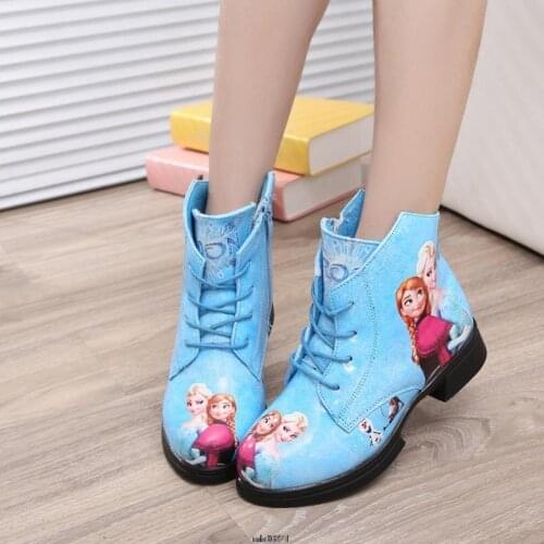 Disney Children Princess Frozen shoes girl Fashion Boot Autumn Winter girl shoes boots Elsa kids shoes martin boot birthday gift