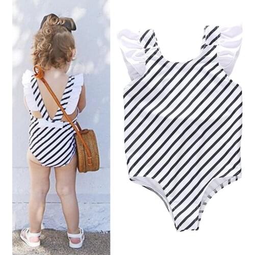 Girls Swimsuits 2020Childrens Swimwear For Girls Baby striped one-piece swimsuit maillot de bain fille enfant A2