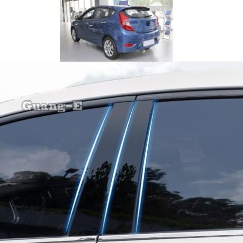 For Hyundai Verna Hatchback 2014 2015+ Car PC Material Pillar Post Cover Door Trim Window Piano Black Molding Sticker Plate 6pcs
