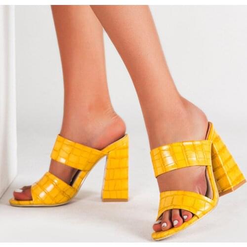 Doratasia 2020 Top Quality Sexy Big Size 43 Block High Heels Party Shoes Women Summer Slip On Mules Slippers Woman