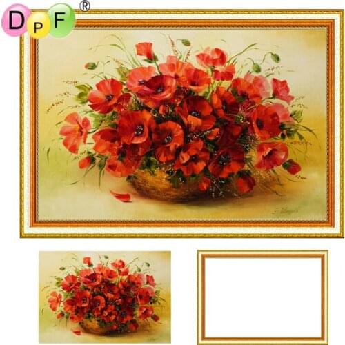 DPF Diamond Embroidery safflower 5d Round full Diamond painting Cross Stitch with Framed Rhinestone home Decor painting