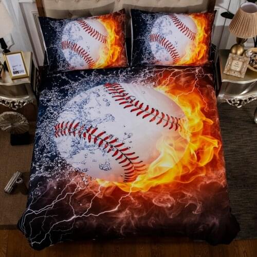 Adult Duvet Cover Set 3D Printed Flame Baseball Comforter 3pcs Bedding Sets King Size Single Full Double Bed Linen Flat Sheet