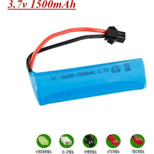 3.7V 1500mAh 18650 Li-ion Battery for remote control helicopter Airplanes car toy accessory 3.7V Battery SM/JST Plug