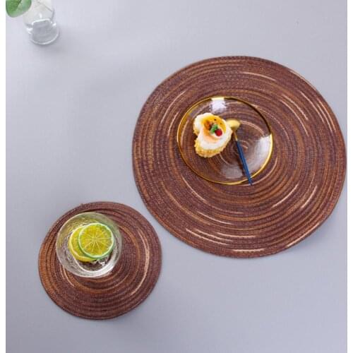 Multicolor Round Shaped Satin Dyed Cotton Yarn Woven Placemat Coaster Resistant Hot Insulation Anti-skidding Pad Home Decor