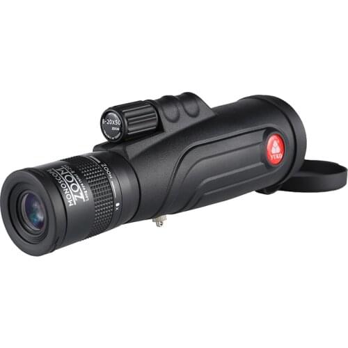 Super Zoom Monocular Telescope 8-20x50 Black HD Long Eye Relief Zooming Monoculars Outdoor Camping Bird-watching Telescopes