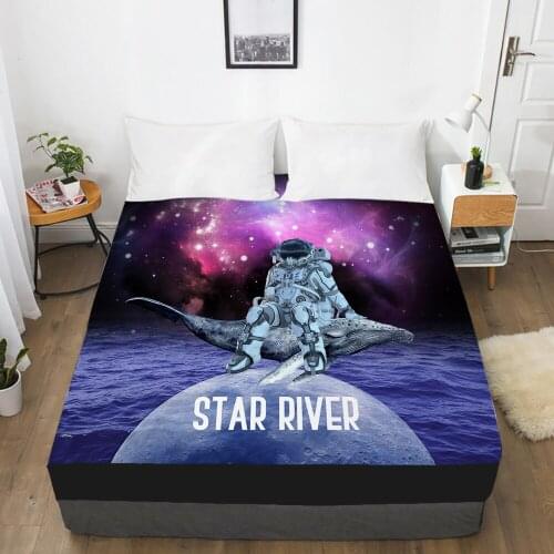 Cartoon Childrens Elastic fitted sheet bed sheet With An Elastic Band Mattress Cover Bed cover for kids baby Space RIVER