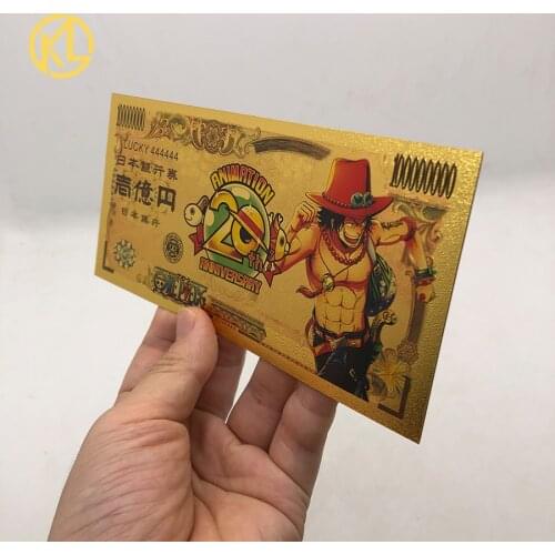 New One Piece Monkey D Luffy Grandline Men Luffy Anime Collectible 100000 Yen Gold Banknote for 20th anniversary