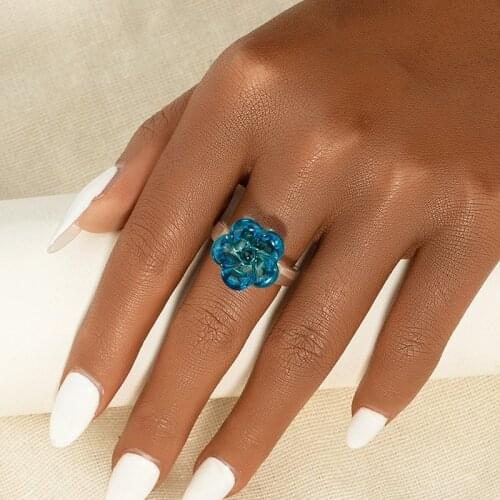 New Ins Resin Flower Ring Simple Temperament Color Flower Ring For Women Girls Fashion Jewelry
