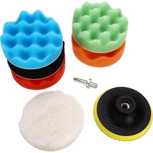 7pcs 3''/ 4''/ 6''/ 7'' Buffing Sponge Polishing Pad Hand Tool Kit For Car Polisher Polishing Compound