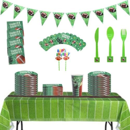 Rugby American Football Theme Disposable Disposable Tableware Kits Birthday Party Decoration Sports Party Boy Birthday Gift
