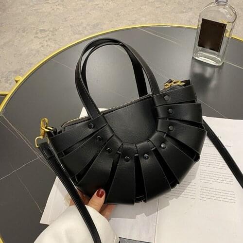 Luxury Ladies Tote Bags 2021 Fashion Branded PU Leather Womens Designer Handbag Vintage Semicircle Shoulder Messenger Bag Purse