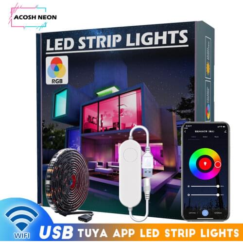 USB LED Strip DC 5V 50CM 1M 2M Tuya Smart Wifi Flexible Light Lamp Alexa Google Assistant Desk Decor Screen TV Background Light