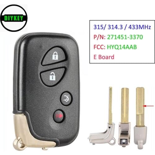DIYKEY Smart Remote Key ASK 315.2 / 314.3 / 433.92MHz for Lexus IS250 IS350 GS350 LS460 ES350 HYQ14AAB P/N: 271451-3370 E Board