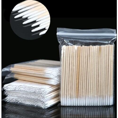 100/300pcs Wood Cotton Swab Eyelash Extension Tools Medical Ear Care Wood Sticks 7CM Cosmetic Makeup Cotton Swab Cotton Buds Tip