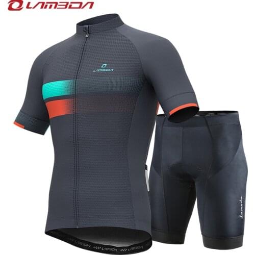 LAMBDA Cycling Sets men bicycle clothing mtb road bike jersey set short sleeve