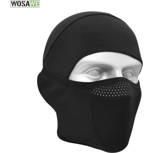 WOSAWE Stretch Fleece Beanie Hat Skater Ski Sports Cycling Winter Warm Beanie Skull Cap With Windproof Cycling Face Cover Mask