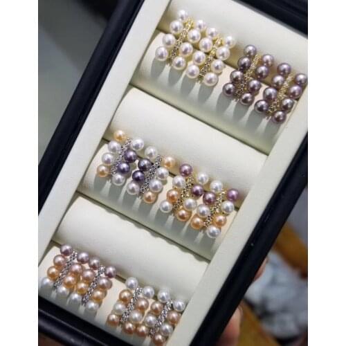 925 Sterling Silver Pearl Party Earrings Findings and Component Jewelry Parts Fittings for Pearls Coral Jade Agate Beads