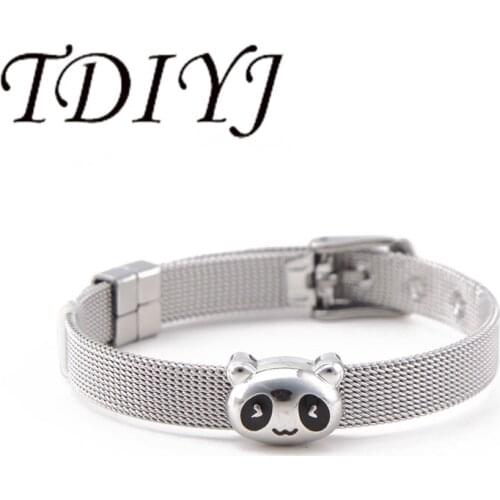 TDIYJ Newest Collection Stainless Steel Mesh Keeper ing Bracelet with Penda Slide Charms for Women 1Set