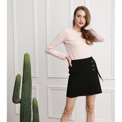 Marwin 2018 New-coming Autumn Winter sweater skirt Casual Solid Lace-up Mini Skirt Fashion Soft Women Skirt