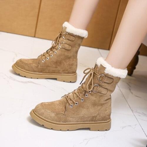 Women Shoes Boots Women Plus Velvet Warm Short Tube Korean Casual Snow Boots Ankle 2021 British Wind with Fur Motorcycle Martin