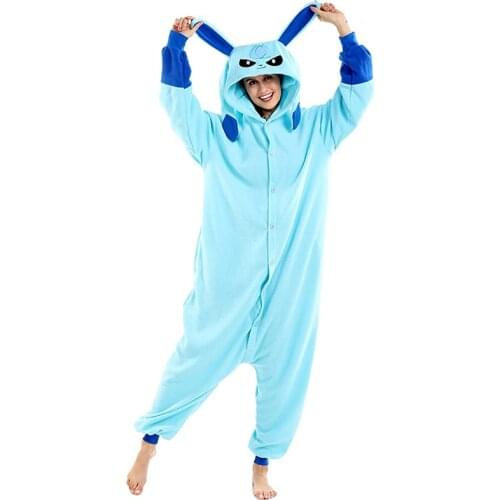 Men Kigurumi Blue Cartoon Onesies Pajamas Animal Onsie Bodysuit Homewear Sleepwear Cosplay Costume Women Kids One-Piece Pijamas