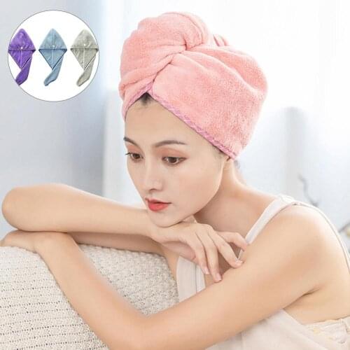 Women Bathroom Shower Super Absorbent Quick-dry Hair Drying Towel Hat Cap Turban Head Wrap Bathing Tools