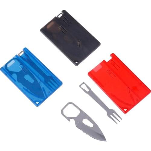 1Set Travel Survival Camping Tactical Knife Fork Sets Cutlery Multifunctional Card Bottle Opener Outdoor Tool
