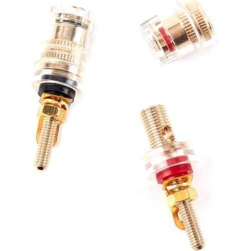 1PC 4mm Gold Plated Cable Terminals Binding Post Amplifier Speaker Connector Black/Red