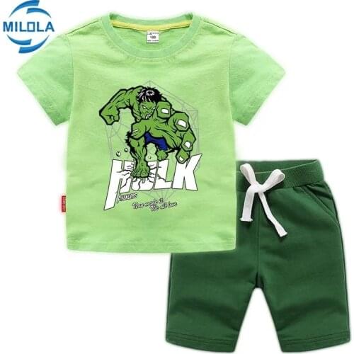2021Disney Marvel Avengers Hulk Baby Boy Clothes Sets Cotton Girl Tees Tops Pants 2Pcs Children Outfits Kids Sport Suits Clothes