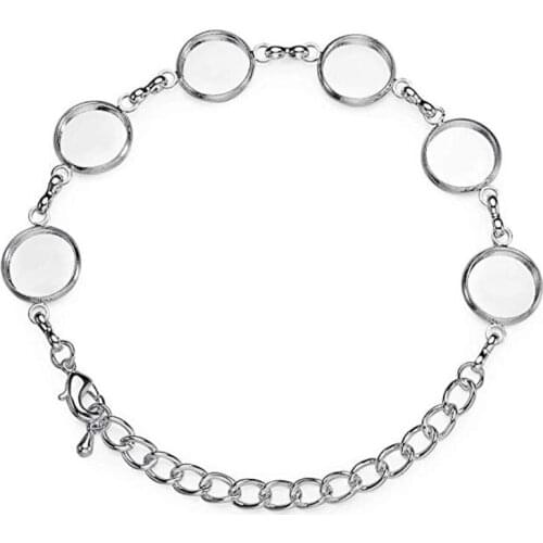 6 Round Bezel Pads DIY Blank Glass Cabochons Bracelet Sliver for Jewelry Making