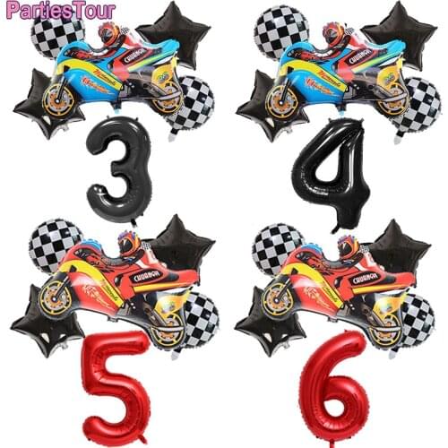 6X White Black Racing Flag Cars Foil Ballon Motorcycle Checkered Car Race Birthday Party Decor Ballon Kid Motorcycle Foil Ballon