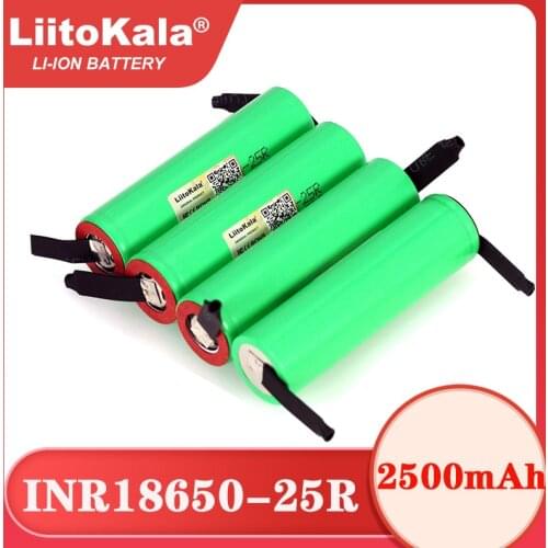 6PCS/LOT Liitokala New Original 18650 2500mAh battery INR1865025R 3.6V discharge 20A dedicated Power battery + DIY Nickel sheet