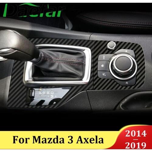 Carbon Fiber Car Interior Gear Head Shift Knob Panel Cover Trim Sticker Fit For Mazda 3 Axela 2014 2015 2016 2017 2018 2019