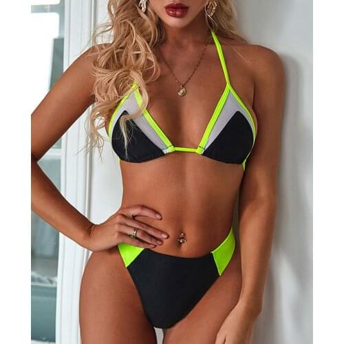 Bikinis 2021 Mujer Push Up Patchwork Swimwear Women High Waist купальники женские 2021 Bikini Tanga Brazilian Swimsuit Beach Set