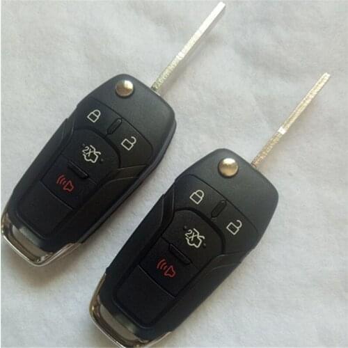 DAKATU Flip Remote Car Key Shell Case3+1 4 button for Ford Fusion Edge Explorer Replacement Remote fob case cover hu101 blade