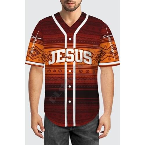 Baseball Jersey Beach Summer Retro Geometry Jesus 3D All Over Printed Mens Shirt Casual Shirts hip hop Black tops 08