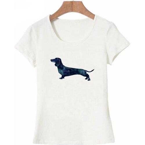Cute dachshund tattoo Printed T-Shirt Summer Fashion Women T Shirt Harajuku dog design Tops hipster lady Tee