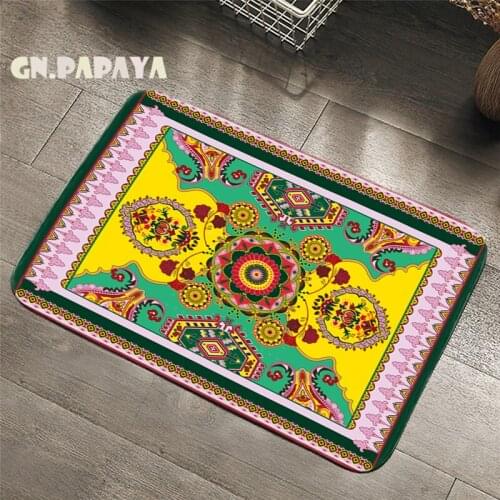 Retro indian mandalas Carpet bohemian Bathroom Floor Mats Toilet Rugs Kitchen Area Rug Art mandala Pad Absorbent Front Door Mat
