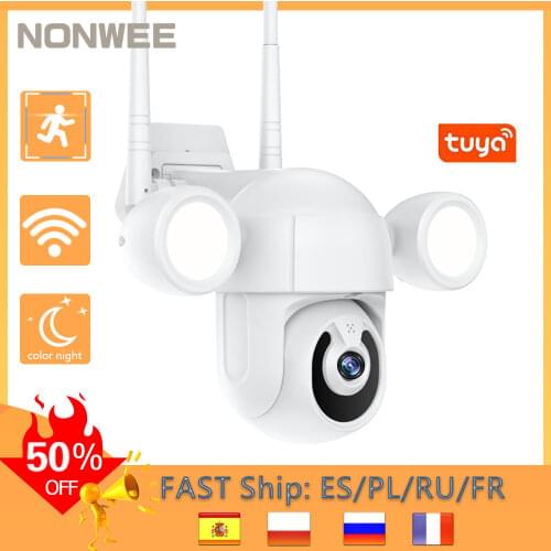 3MP Surveillance Camera With Wifi Outdoor PTZ Security Protection Smart Home Color Night Vision Floodlight Auto Tracking Videcam