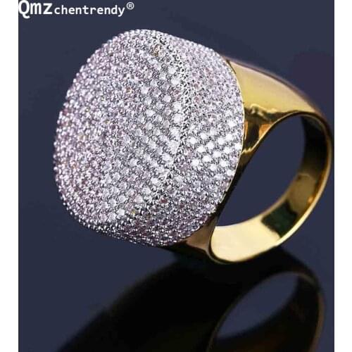 Hip hop Bling Iced Out Micro CZ Mens Ring Street Dance Hiphop DJ NightClub Big Fully Stone Boy Finger Rings Rock Accessories