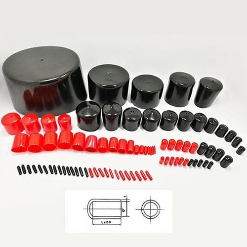 Round inner 1.3 1.6 1.8 2 mm Black vinyl End cap PVC rubber Cable tip pin end steel wire steel pole protector Push-On Pliable