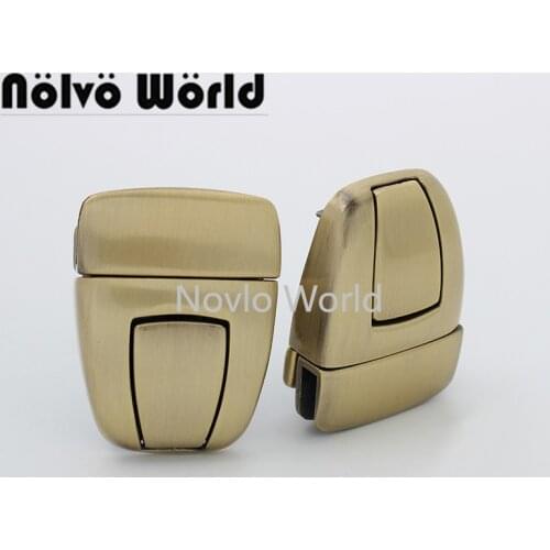 Nolvo World 2-10 pieces Brush antique brass 44*33mm bag lock hardware metal bag lock metal push luggage lock