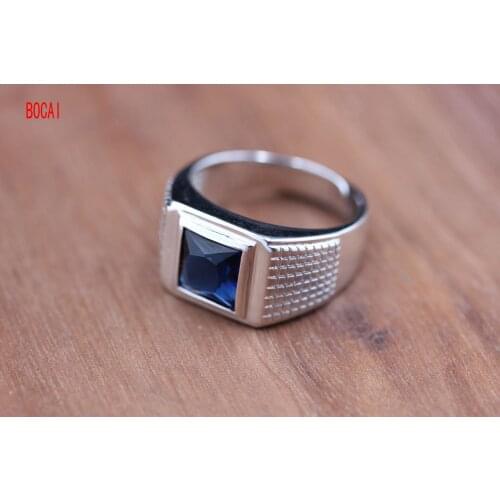 Real 925 silver fashion atmosphere color zircon inlaid silver ring men