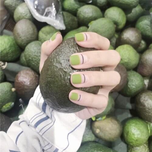 Fresh Avocado green pure color false nails cute fake nails Japanese 24pcs short size lady full nail tips fashion