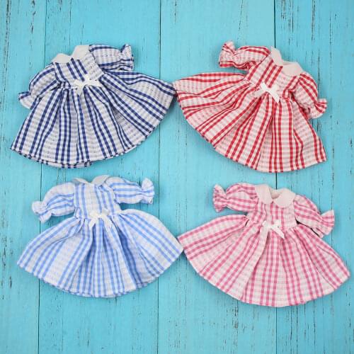 Outfits for 1/6 Blyth doll Plaid dress with 4 color for the JOINT body cute dressing 1/6 BJD icy dbs