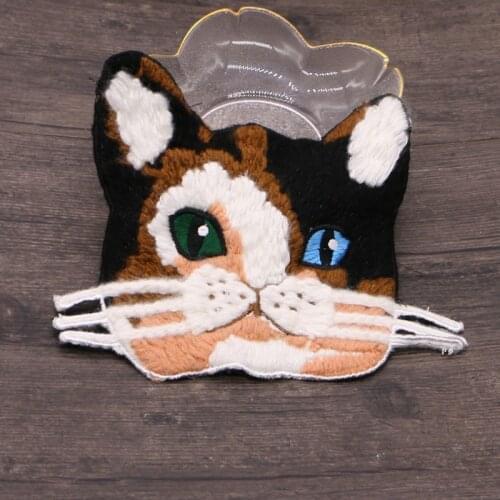 2 piece cat Plush patch clothes DIY stripe Decal clothes moon cat logo non adhesive clothing cloth stickers