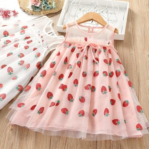 Girls Dresses New Sweet Princess Dress Baby Kids Girls Clothing Wedding Party Dresses Children Clothing Pink White